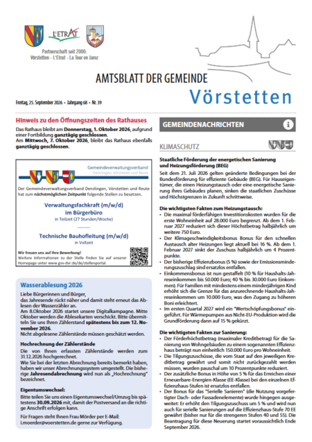 Amtsblatt der Gemeinde V�rstetten KW 39/2026