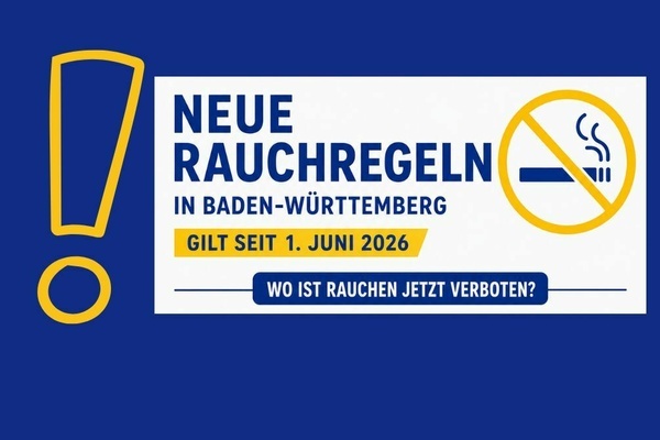 Gro&szlig;es Ausrufezeichen und daneben Schriftzug "Neue Rauchregeln"