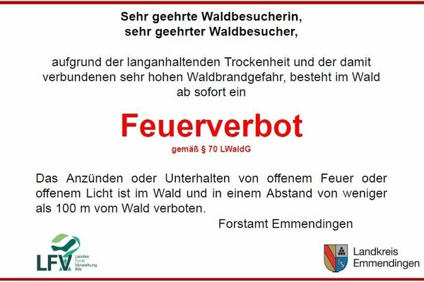 Aushang Feuerverbot Aushang Feuerverbot